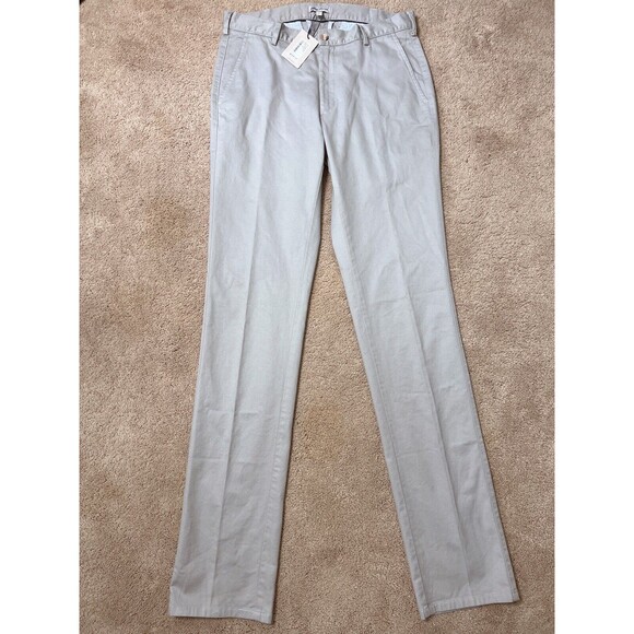 Peter Millar Crown Chino Golf Pants Size 32 Grey Pockets Cotton Blend $175 NWT